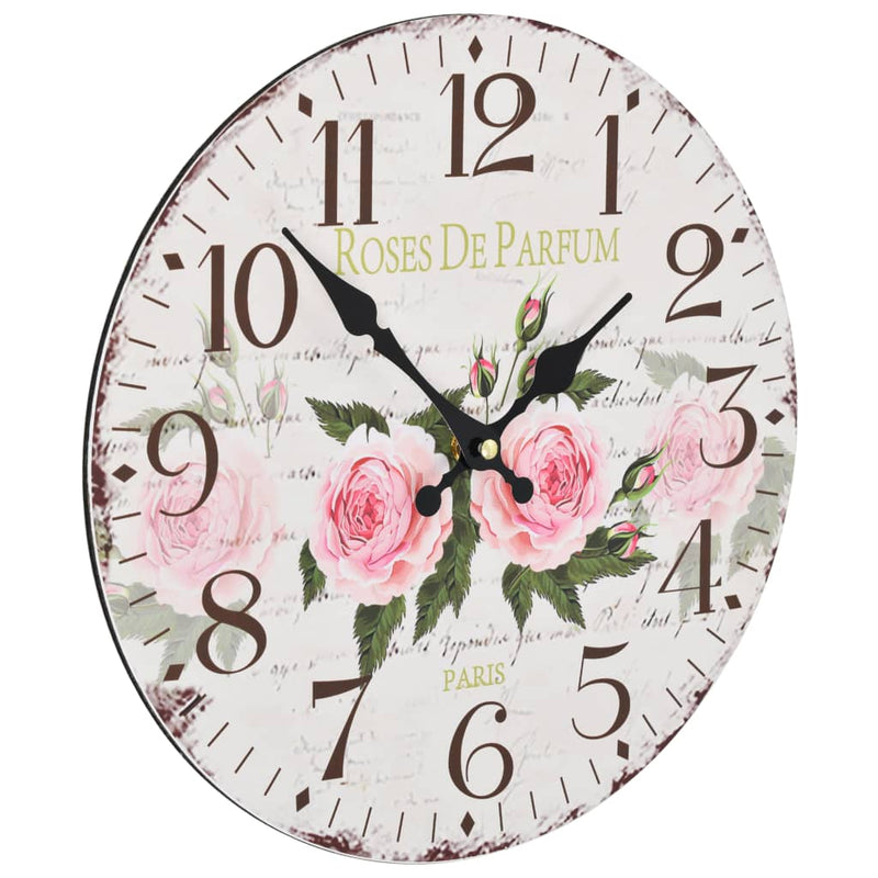 Afbeelding laden in galerijviewer, Vidaxl wandklok vintage stijl 30 cm bloemen
