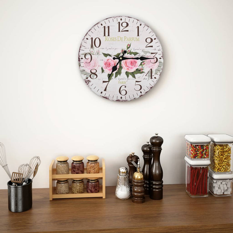 Afbeelding laden in galerijviewer, Vidaxl wandklok vintage stijl 30 cm bloemen
