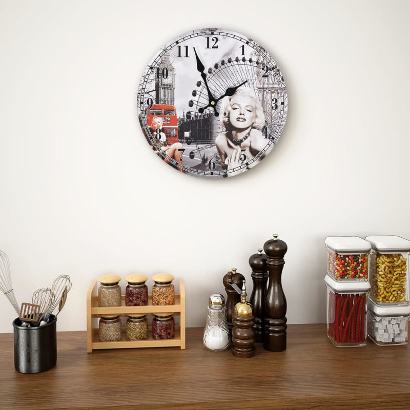 Afbeelding laden in galerijviewer, Vidaxl wandklok vintage stijl marilyn monroe 30 cm
