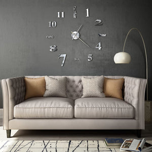 Vidaxl 3d-wandklok 100 cm xxl modern zilverkleurig