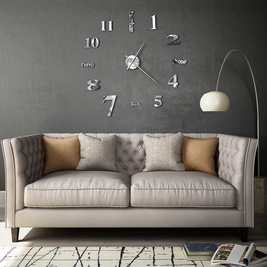 Vidaxl 3d-wandklok 100 cm xxl modern zilverkleurig