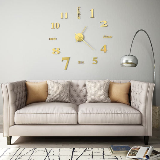 Vidaxl 3d-wandklok 100 cm xxl modern goudkleurig