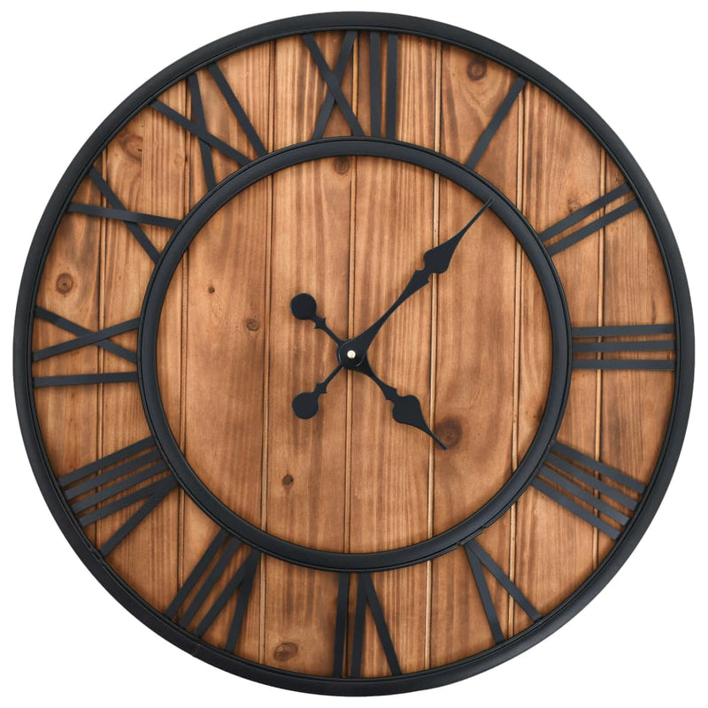 Afbeelding laden in galerijviewer, Vidaxl wandklok vintage-stijl quartz-mechanisme xxl 60 cm hout metaal
