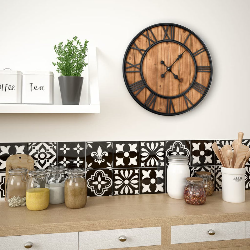 Afbeelding laden in galerijviewer, Vidaxl wandklok vintage-stijl quartz-mechanisme xxl 60 cm hout metaal
