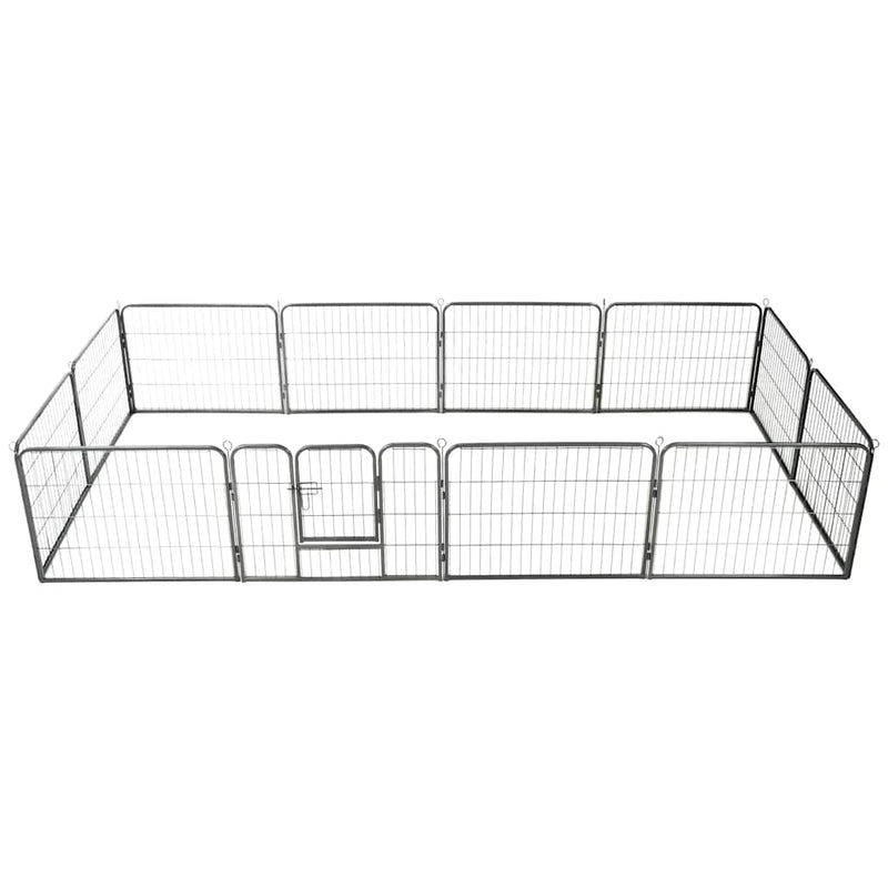 Afbeelding laden in galerijviewer, Vidaxl hondenren met 12 panelen 80x60 cm staal zwart

