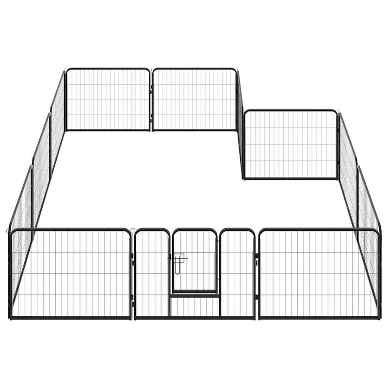 Afbeelding laden in galerijviewer, Vidaxl hondenren met 12 panelen 80x60 cm staal zwart
