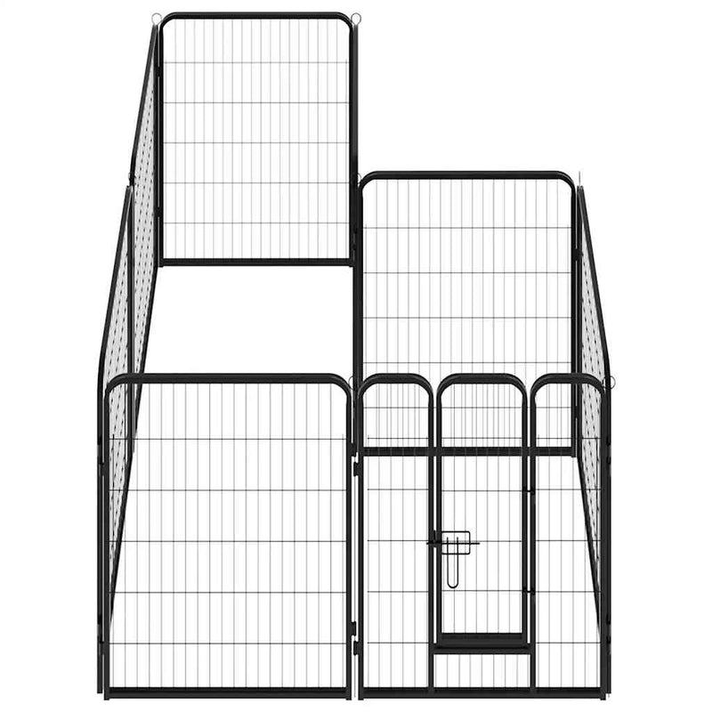 Afbeelding laden in galerijviewer, Vidaxl hondenren met 8 panelen 80x100 cm staal zwart
