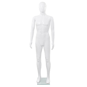 Vidaxl etalagepop mannelijk met glazen voet 175 cm glanzend wit