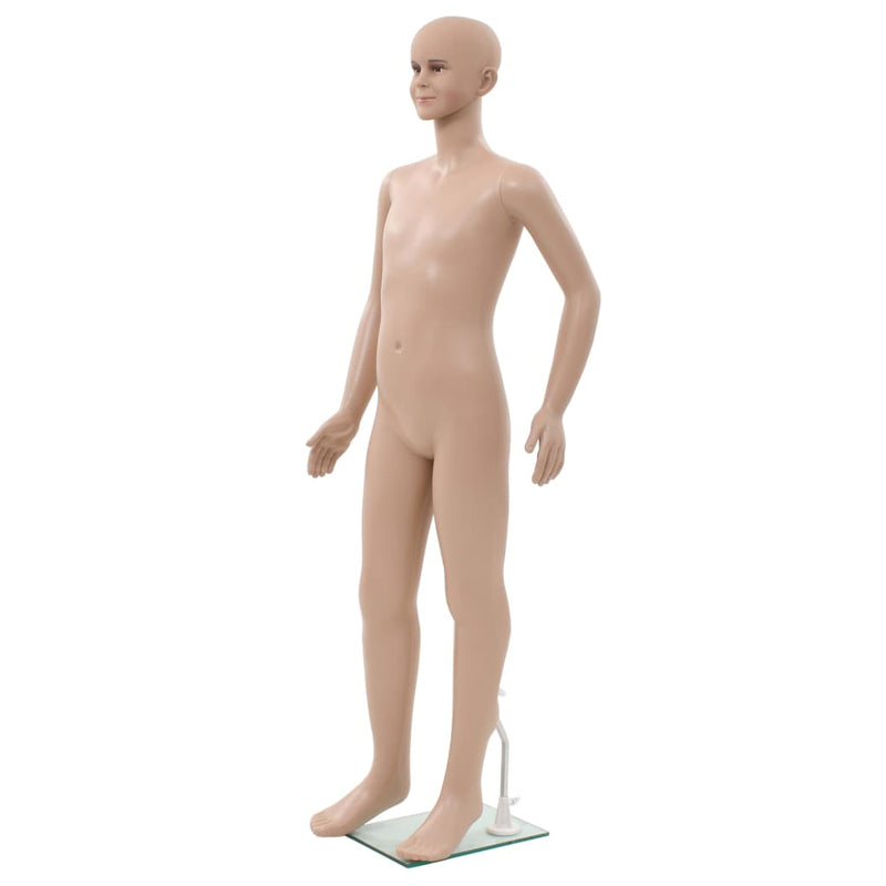 Afbeelding laden in galerijviewer, Vidaxl etalagepop kind met glazen voet 140 cm beige
