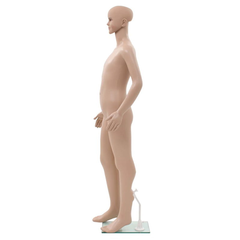 Afbeelding laden in galerijviewer, Vidaxl etalagepop kind met glazen voet 140 cm beige
