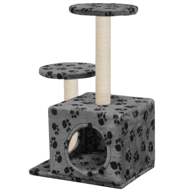 Afbeelding laden in galerijviewer, Vidaxl kattenkrabpaal met sisal krabpalen 60 cm pootafdrukken grijs

