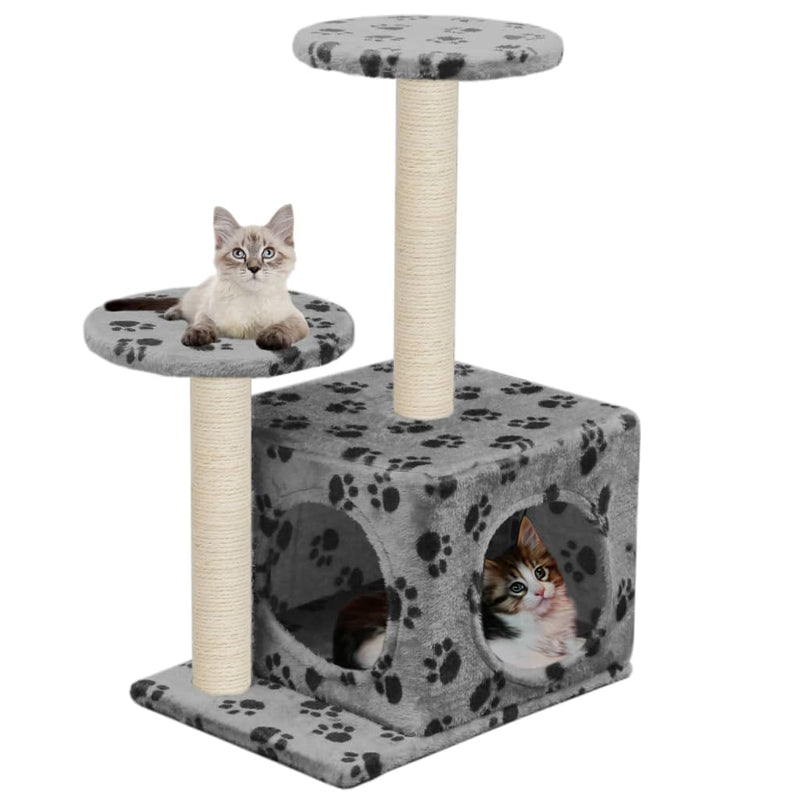 Afbeelding laden in galerijviewer, Vidaxl kattenkrabpaal met sisal krabpalen 60 cm pootafdrukken grijs
