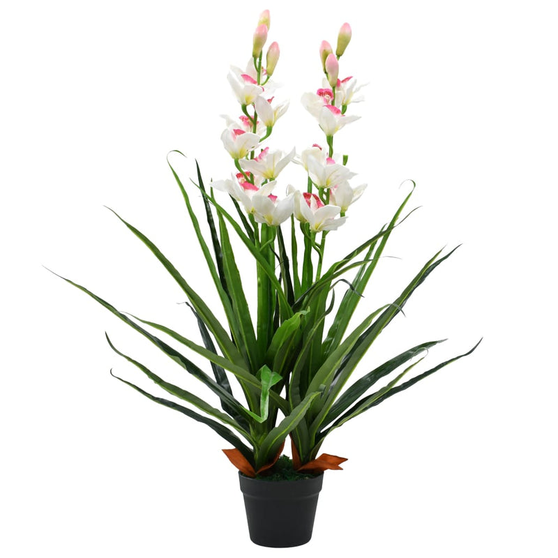 Afbeelding laden in galerijviewer, Vidaxl kunstplant met pot cymbidium orchidee 100 cm groen
