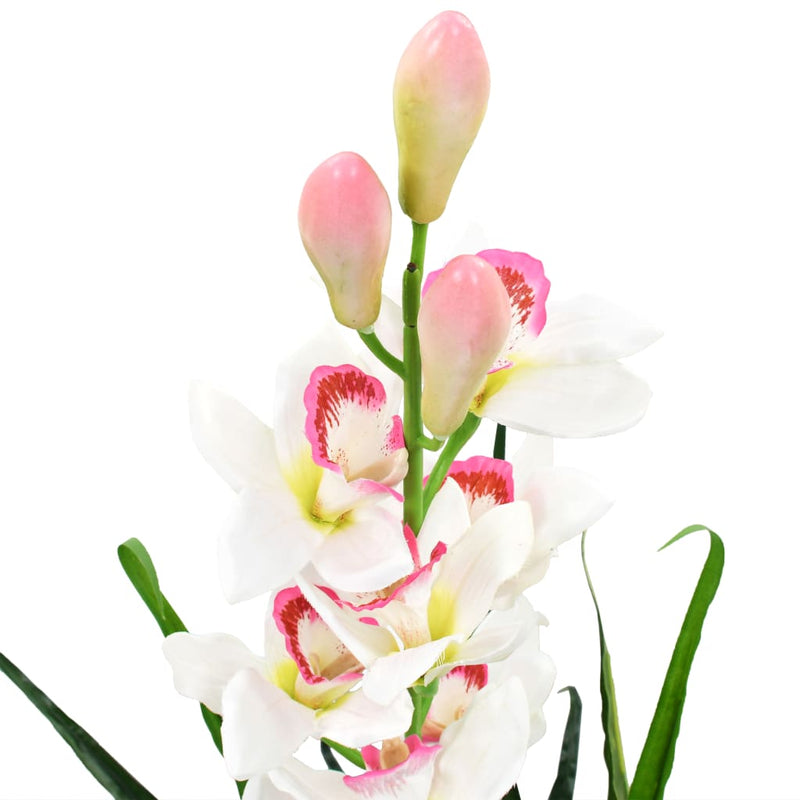 Afbeelding laden in galerijviewer, Vidaxl kunstplant met pot cymbidium orchidee 100 cm groen

