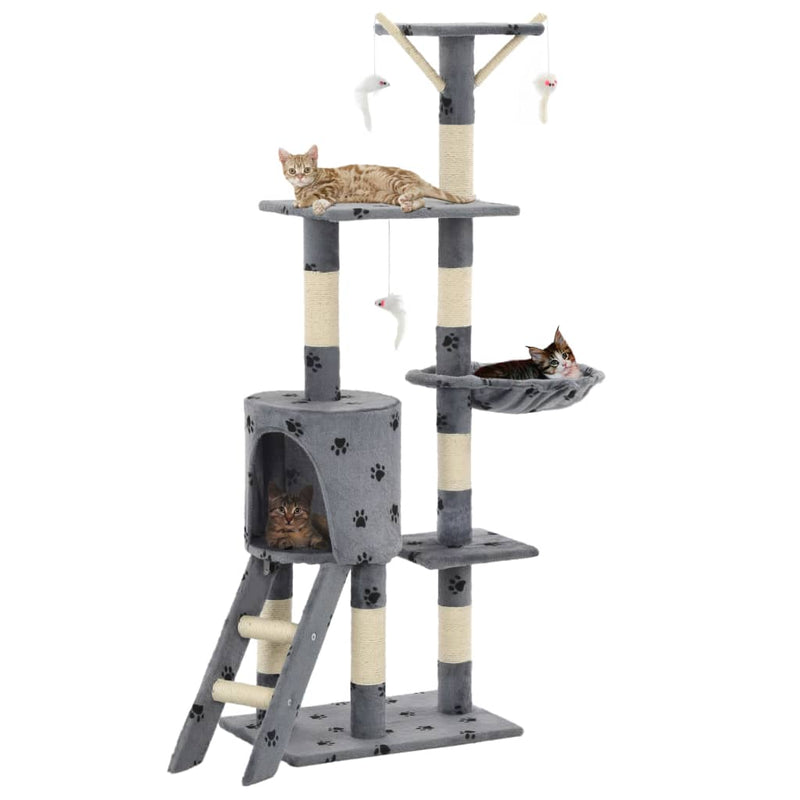 Afbeelding laden in galerijviewer, Vidaxl kattenkrabpaal met sisal krabpalen 138 cm pootafdrukken grijs
