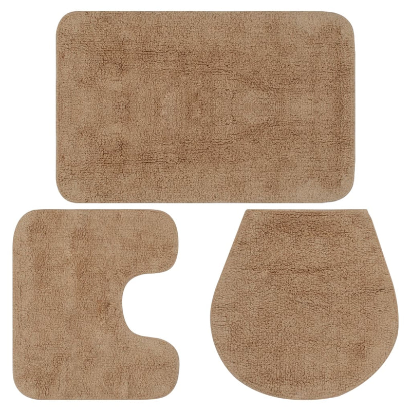Afbeelding laden in galerijviewer, Vidaxl badmattenset stof beige 3-delig
