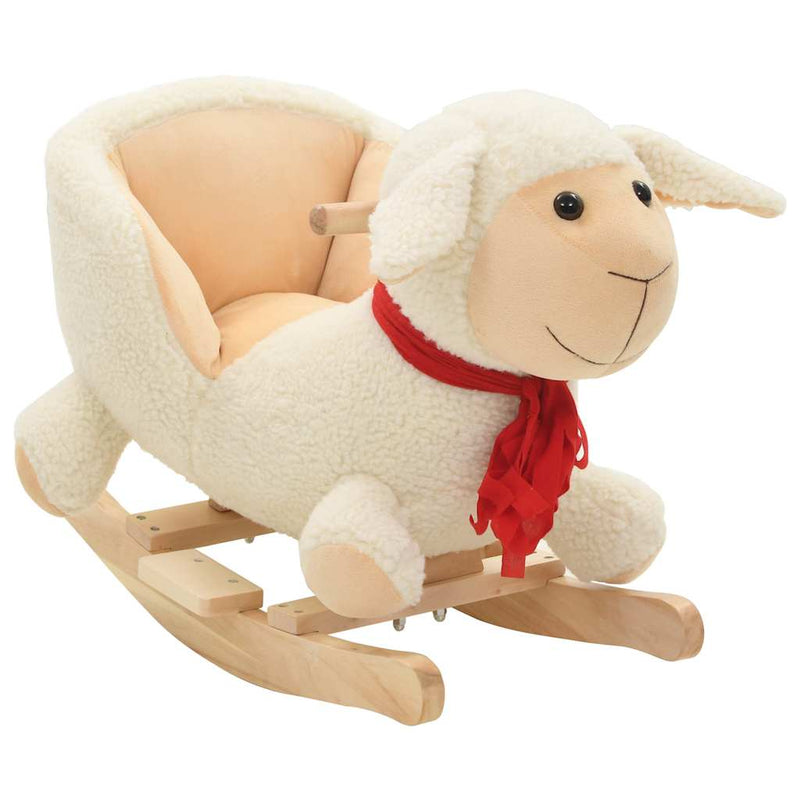 Afbeelding laden in galerijviewer, Vidaxl hobbeldier schaap met rugleuning 60x32x50 cm pluche wit
