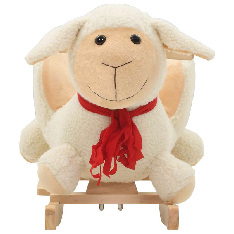 Afbeelding laden in galerijviewer, Vidaxl hobbeldier schaap met rugleuning 60x32x50 cm pluche wit
