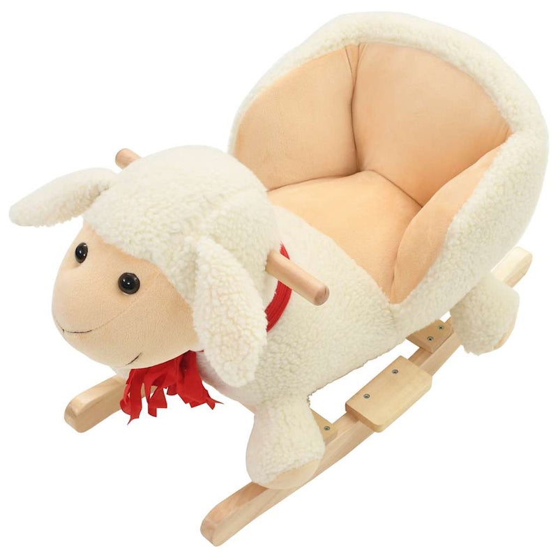 Afbeelding laden in galerijviewer, Vidaxl hobbeldier schaap met rugleuning 60x32x50 cm pluche wit

