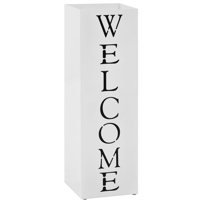 Afbeelding laden in galerijviewer, Vidaxl parapluhouder welcome staal wit
