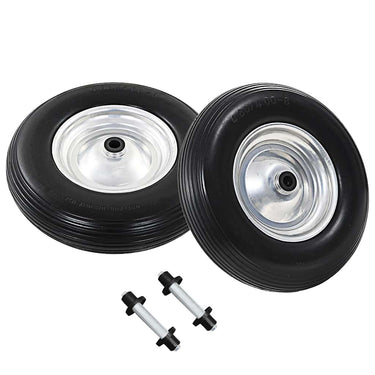 Vidaxl kruiwagenwielen met assen 4,00-8 390 mm massief pu 2 st