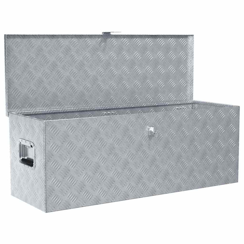 Afbeelding laden in galerijviewer, Vidaxl aluminium kist 110,5x38,5x40 cm zilverkleurig
