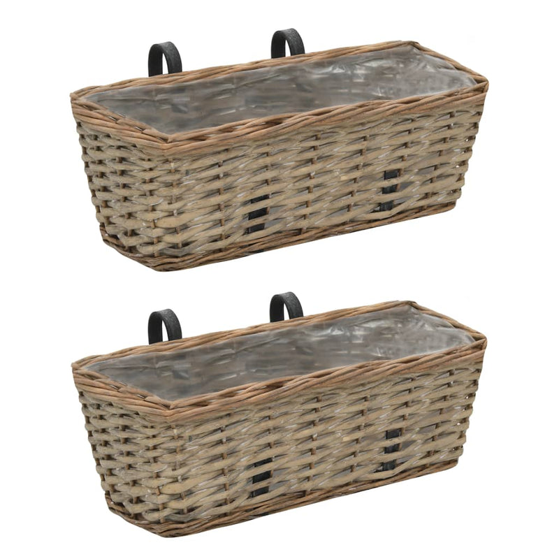 Afbeelding laden in galerijviewer, Vidaxl balkonbakken 2 st 40 cm wicker met pe-voering
