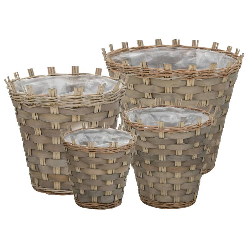 Afbeelding laden in galerijviewer, VidaXL Plantenbakken verhoogd 4 st wicker met PE-voering
