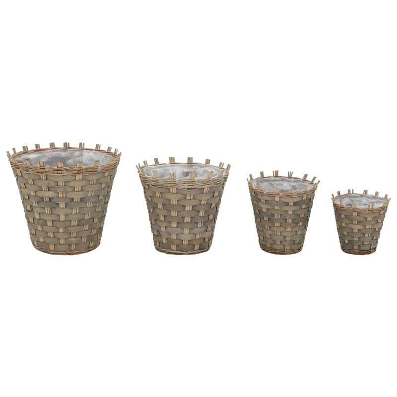 Afbeelding laden in galerijviewer, VidaXL Plantenbakken verhoogd 4 st wicker met PE-voering
