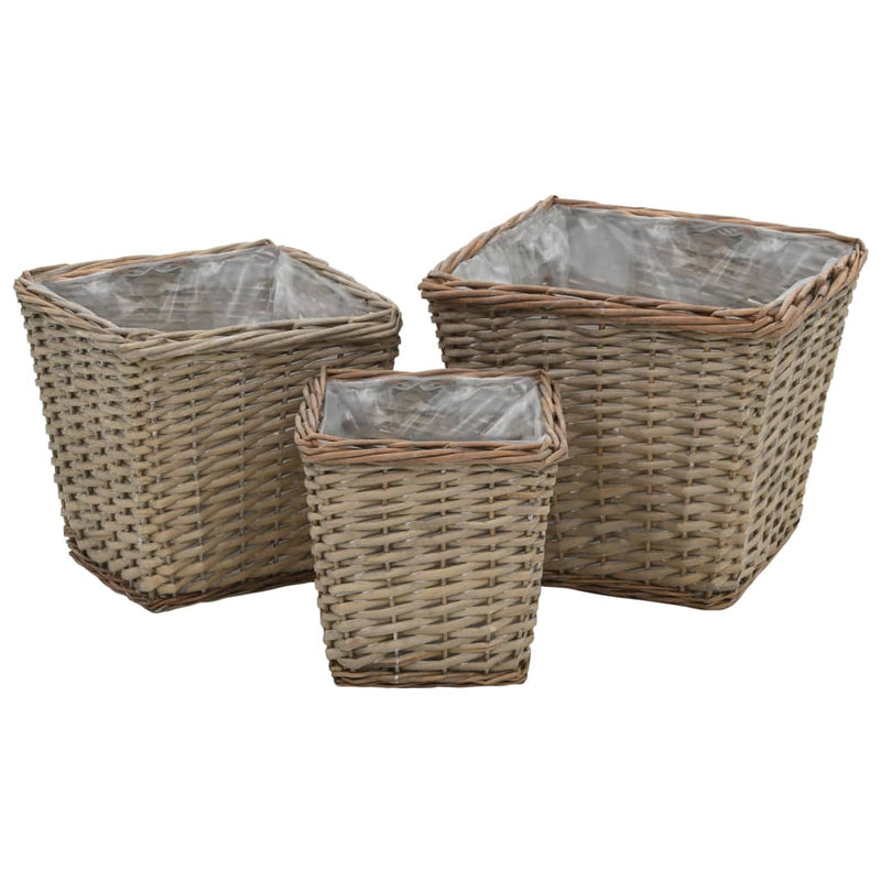 Afbeelding laden in galerijviewer, Vidaxl plantenbakken verhoogd 3 st wicker met pe-voering

