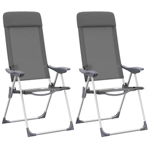 Vidaxl campingstoelen 2 st inklapbaar aluminium grijs