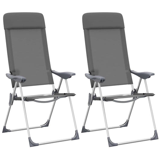 Vidaxl campingstoelen 2 st inklapbaar aluminium grijs