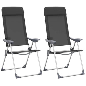 Vidaxl campingstoelen inklapbaar aluminium zwart 2 st