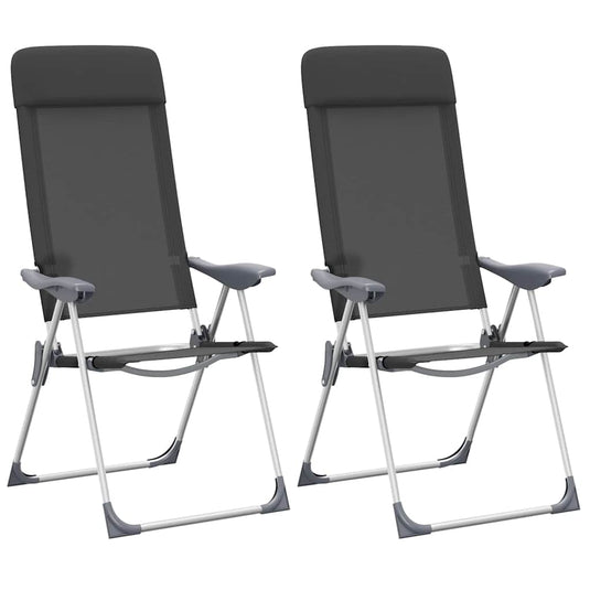 Vidaxl campingstoelen inklapbaar aluminium zwart 2 st