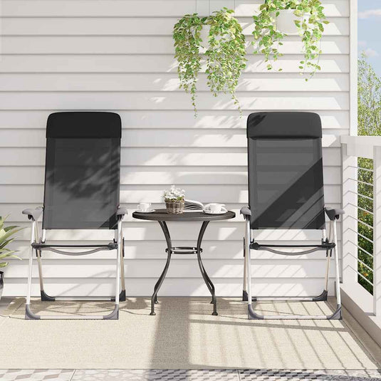 Vidaxl campingstoelen inklapbaar aluminium zwart 2 st