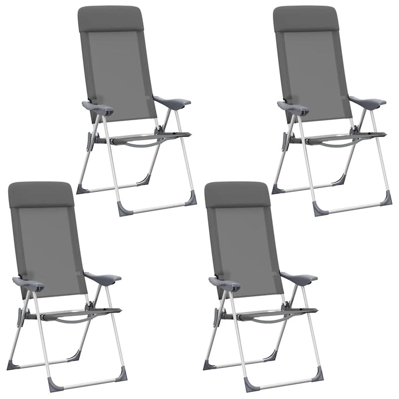 Afbeelding laden in galerijviewer, Vidaxl campingstoelen 4 st inklapbaar aluminium grijs
