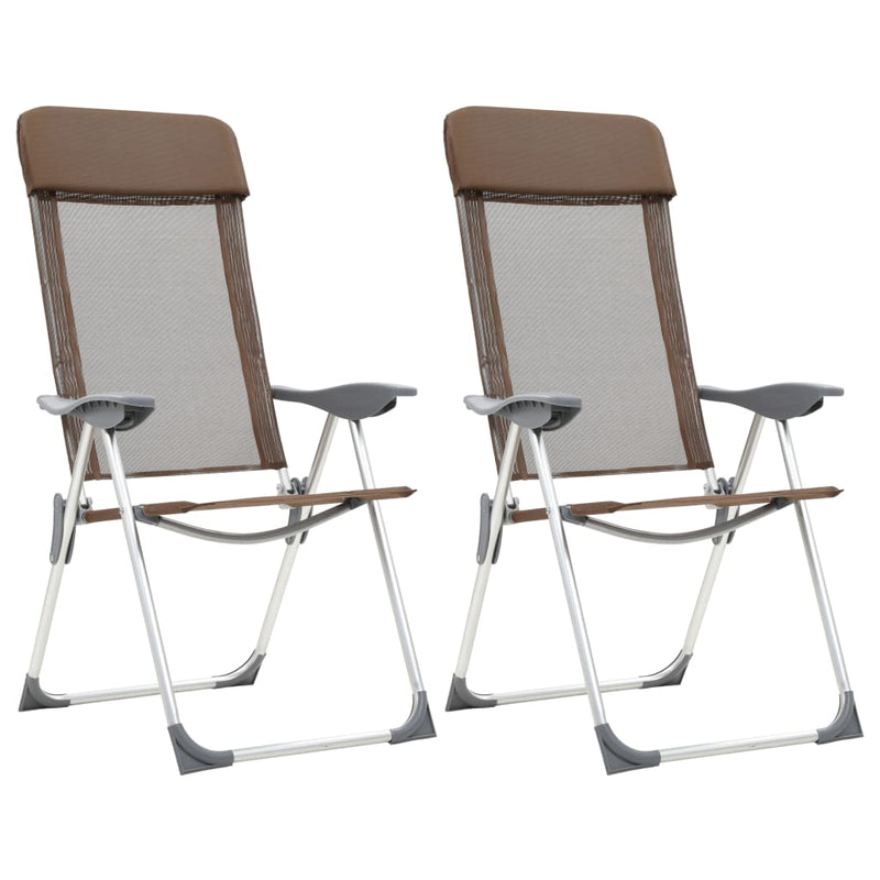 Afbeelding laden in galerijviewer, Vidaxl campingstoelen 2 st inklapbaar aluminium bruin
