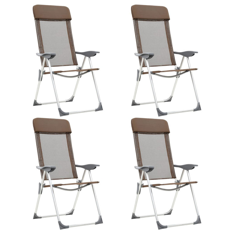 Afbeelding laden in galerijviewer, Vidaxl campingstoelen 4 st inklapbaar aluminium bruin
