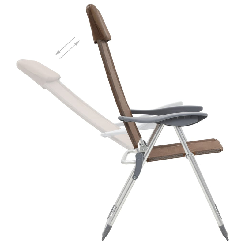 Afbeelding laden in galerijviewer, Vidaxl campingstoelen 4 st inklapbaar aluminium bruin

