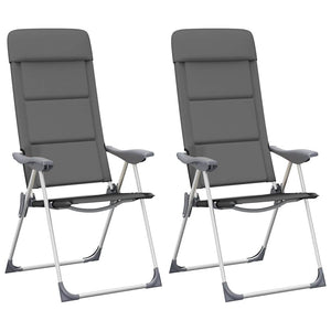 Vidaxl campingstoelen 58x69x111 cm aluminium grijs 2 st