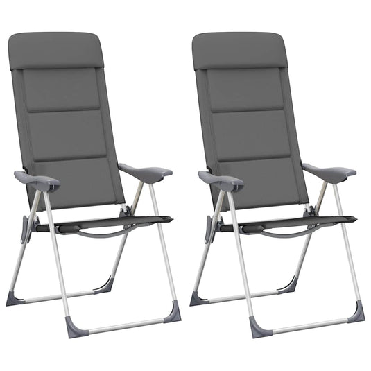 Vidaxl campingstoelen 58x69x111 cm aluminium grijs 2 st