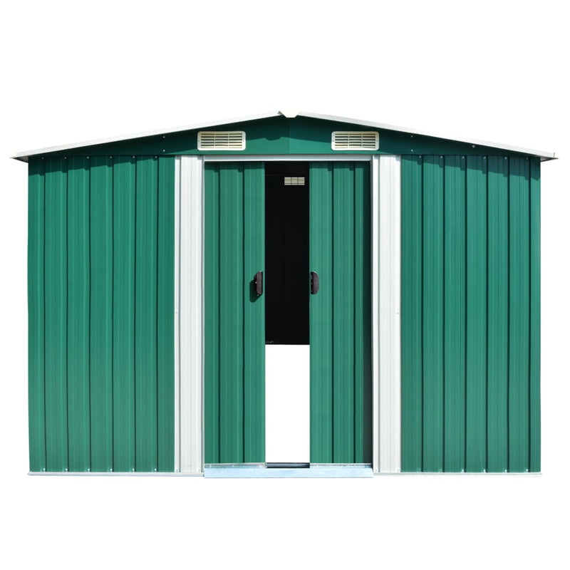 Afbeelding laden in galerijviewer, VidaXL Tuinschuur 257x298x178 cm metaal groen
