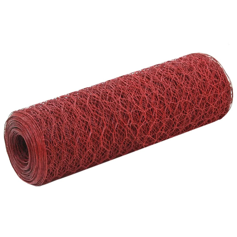 Afbeelding laden in galerijviewer, VidaXL Kippengaas 25x0,5 m staal met PVC coating rood
