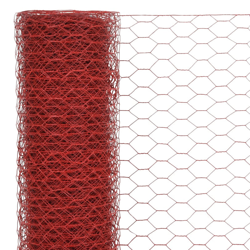 Afbeelding laden in galerijviewer, Vidaxl kippengaas 25x0,75 m staal met pvc coating rood
