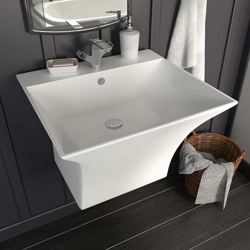 Afbeelding laden in galerijviewer, Vidaxl wasbak wandgemonteerd 500x450x410 mm keramiek wit

