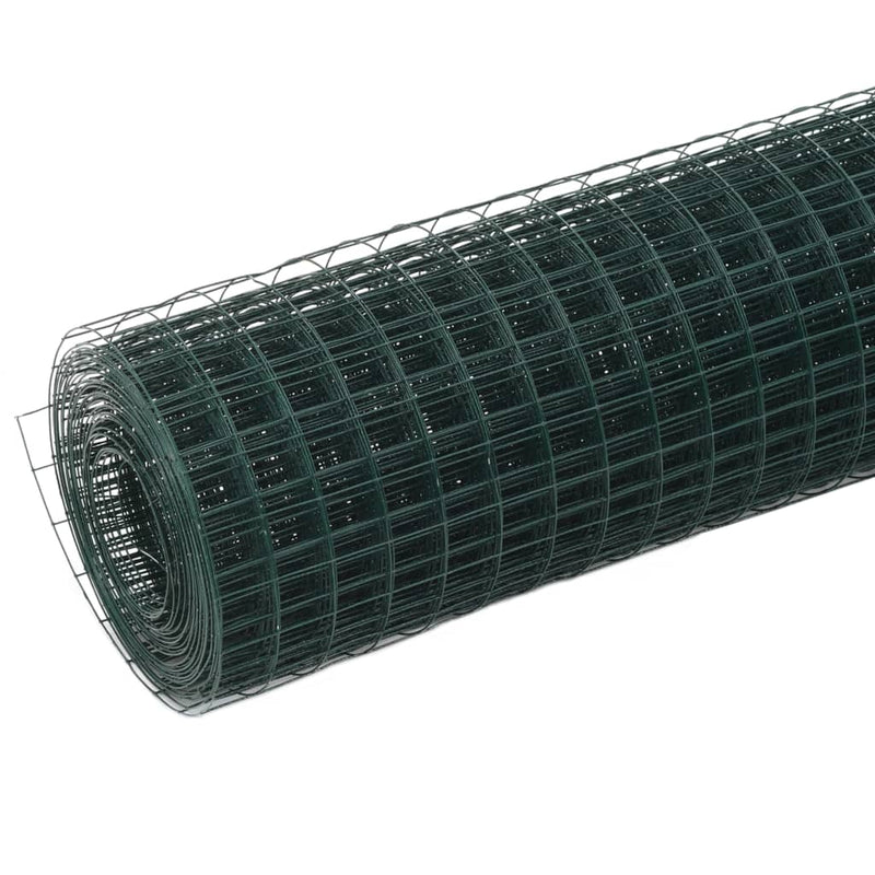 Afbeelding laden in galerijviewer, VidaXL Kippengaas 10x1,5 m staal met PVC coating groen
