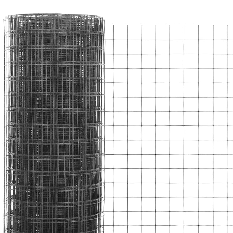 Afbeelding laden in galerijviewer, Vidaxl kippengaas 10x1 m staal met pvc coating grijs
