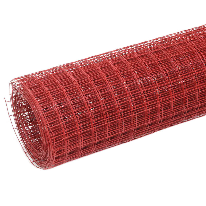 Afbeelding laden in galerijviewer, Vidaxl kippengaas 10x1 m staal met pvc coating rood
