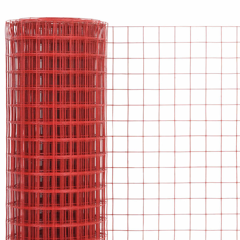 Afbeelding laden in galerijviewer, Vidaxl kippengaas 10x1 m staal met pvc coating rood
