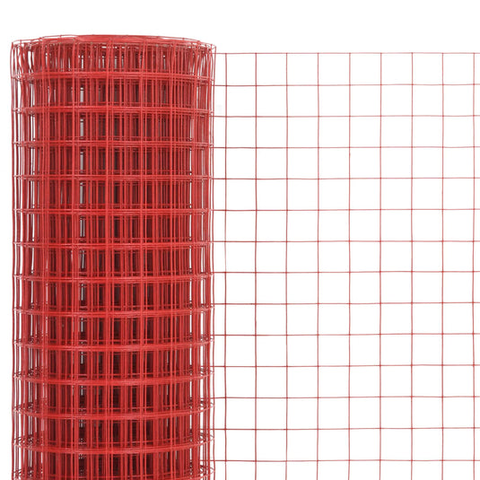 Vidaxl kippengaas 10x1 m staal met pvc coating rood